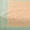 Sanskriti Vintage Sarees Peach/Green Pure Cotton Printed Sari 5yd Craft Fabric