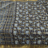 Sanskriti Vintage Sarees Black Zari Woven Pure Cotton Printed Sari Craft Fabric