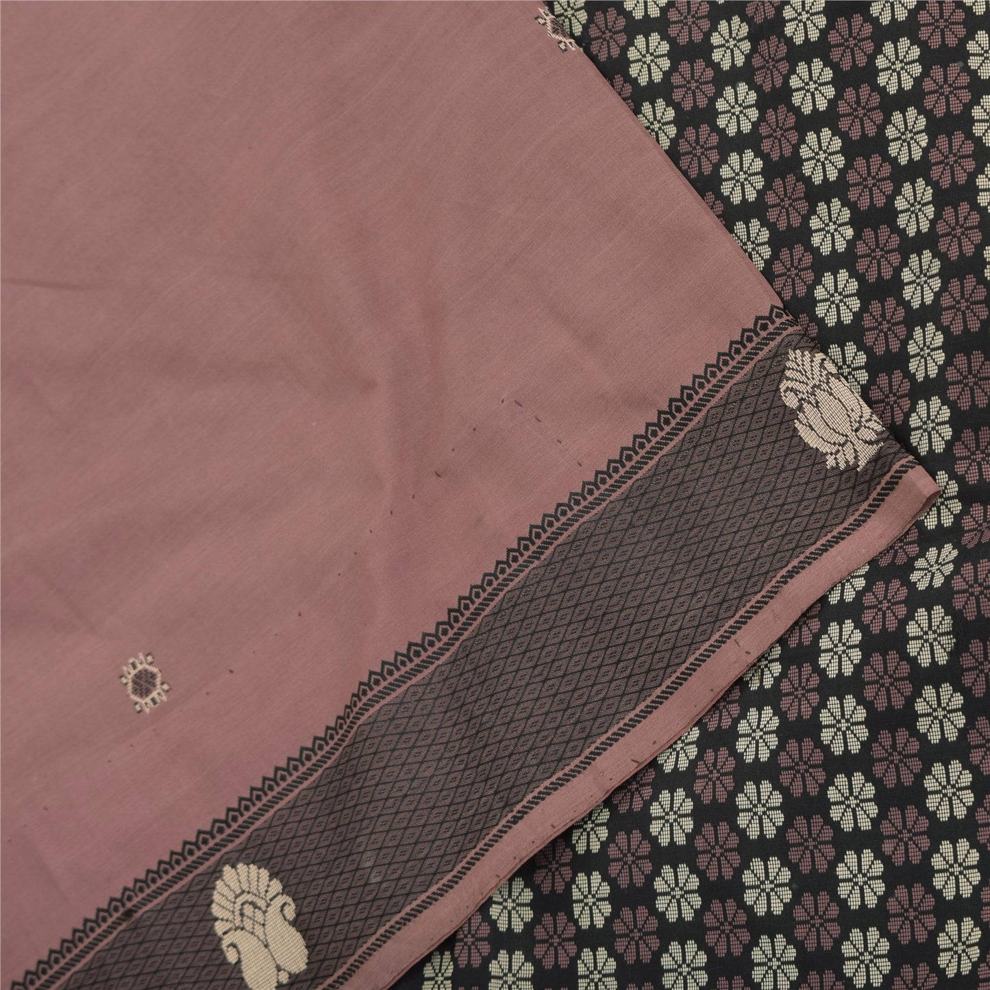 Sanskriti Vintage Sarees Indian Mauve Pure Cotton Woven Sari 5yd Craft Fabric