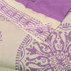 Sanskriti Vintage Sarees Purple Hand Block Printed Pure Cotton Sari 5yd Fabric