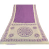 Sanskriti Vintage Sarees Purple Hand Block Printed Pure Cotton Sari 5yd Fabric