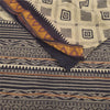 Sanskriti Vintage Sarees Cream/Black Pure Cotton Printed Sari 5yd Craft Fabric