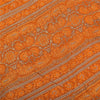 Sanskriti Vintage Sarees Indian Orange Pure Cotton Printed Sari 5yd Craft Fabric