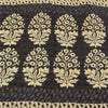 Sanskriti Vintage Sarees Cream/Black Pure Cotton Printed Sari 5yd Craft Fabric