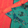 Sanskriti Vintage Sarees Green/Red Zari Woven Pure Cotton Print Sari 5yd Fabric