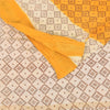 Sanskriti Vintage Sarees Yellow/Ivory Ikat Printed Pure Cotton Sari Craft Fabric