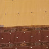 Sanskriti Vintage Sarees Beige Ikat Hand Woven Pure Cotton Sari 5+yd Fabric