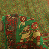 Sanskriti Vintage Sarees Green 100% Pure Cotton Printed Sari 5+yd Craft Fabric