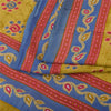 Sanskriti Vintage Sarees Yellow 100% Pure Cotton Printed Sari 5+yd Craft Fabric