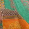 Sanskriti Vintage Sarees Green 100% Pure Cotton Printed Sari 5+yd Craft Fabric