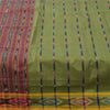 Sanskriti Vintage Sarees Green Pure Cotton Ikat Hand Woven Sari 5+yd Fabric