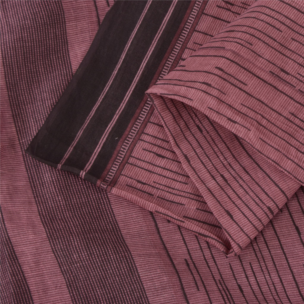 Sanskriti Vintage Sarees Mauve 100% Pure Cotton Printed Sari 5+yd Craft Fabric