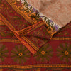 Sanskriti Vintage Sarees Peach/Red Pure Cotton Printed Sari 5+yd Craft Fabric