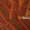 Sanskriti Vintage Sarees Peach/Red Pure Cotton Printed Sari 5+yd Craft Fabric