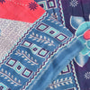 Sanskriti Vintage Sarees Blue/Red 100% Pure Cotton Printed Sari 5yd Craft Fabric