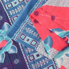 Sanskriti Vintage Sarees Blue/Red 100% Pure Cotton Printed Sari 5yd Craft Fabric