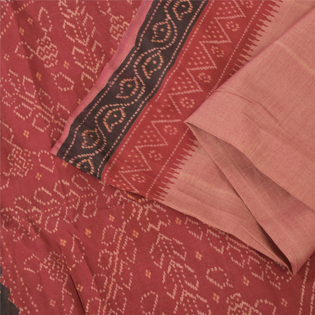 Sanskriti Vintage Sarees Indian Pink Pure Cotton Printed Sari 5+yd Craft Fabric