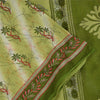 Sanskriti Vintage Sarees Indian Green Pure Cotton Printed Sari 5+yd Craft Fabric