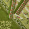 Sanskriti Vintage Sarees Indian Green Pure Cotton Printed Sari 5+yd Craft Fabric