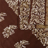 Sanskriti Vintage Sarees Cream/Brown Pure Cotton Batik Work Sari 5+yd Fabric