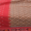 Sanskriti Vintage Sarees Brown/Red Ikat Handwoven Pure Cotton Sari 5+yd Fabric