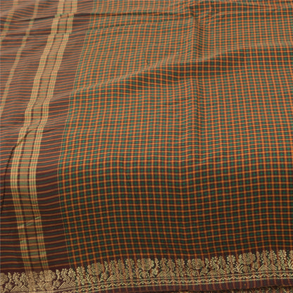 Sanskriti Vintage Sarees Chettinad Woven 100% Pure Cotton Sari 5+yd Craft Fabric