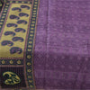 Sanskriti Vintage Sarees Purple 100% Pure Cotton Printed Sari 5+yd Craft Fabric