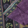 Sanskriti Vintage Sarees Purple 100% Pure Cotton Printed Sari 5+yd Craft Fabric