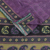 Sanskriti Vintage Sarees Purple 100% Pure Cotton Printed Sari 5+yd Craft Fabric