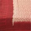 Sanskriti Vintage Sarees Peach/Red Pure Cotton Printed Sari 5+yd Craft Fabric