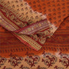 Sanskriti Vintage Sarees Rusty Orange Pure Cotton Printed Sari 5+yd Craft Fabric