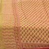 Sanskriti Vintage Sarees Peach Pure Cotton Hand Block Printed Sari 5+yd Fabric