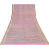 Sanskriti Vintage Sarees Pink Pure Cotton Paisley Printed Sari 5+yd Craft Fabric