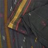 Sanskriti Vintage Sarees Black Tant Hand Woven 100% Pure Cotton Sari 5+yd Fabric