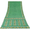 Sanskriti Vintage Sarees Green 100% Pure Cotton Printed Sari 5+yd Craft Fabric