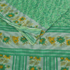 Sanskriti Vintage Sarees Green 100% Pure Cotton Printed Sari 5+yd Craft Fabric