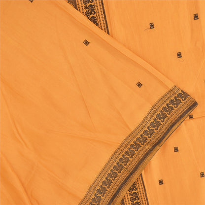 Sanskriti Vintage Sarees Peach Hand Woven Pure Cotton Sari 5+yd Craft Fabric