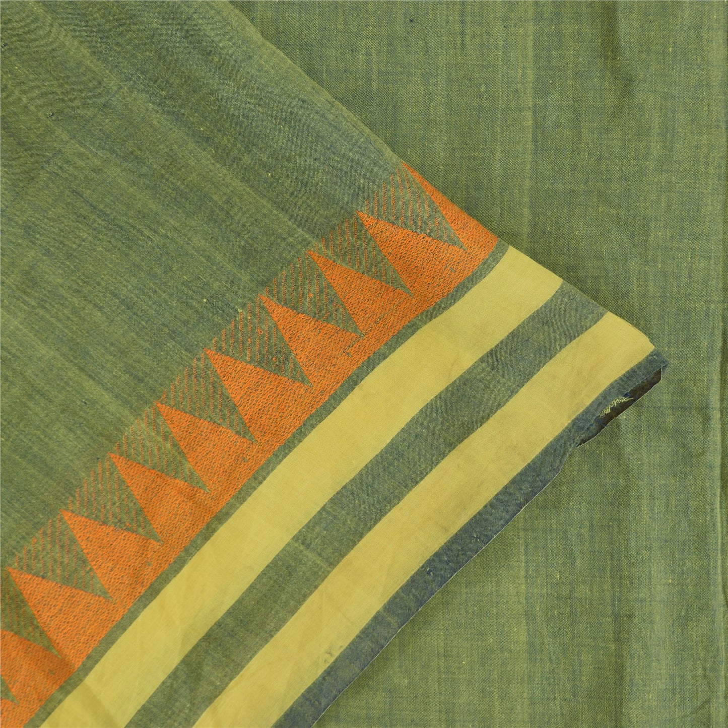 Sanskriti Vintage Sarees Indian Green Pure Cotton Woven Sari 6+yd Craft Fabric