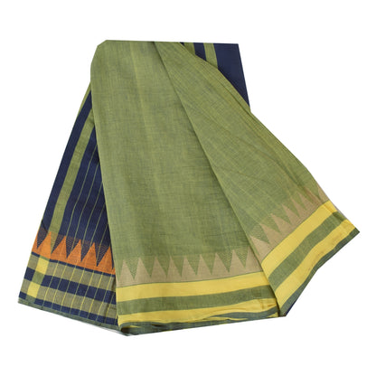 Sanskriti Vintage Sarees Indian Green Pure Cotton Woven Sari 6+yd Craft Fabric