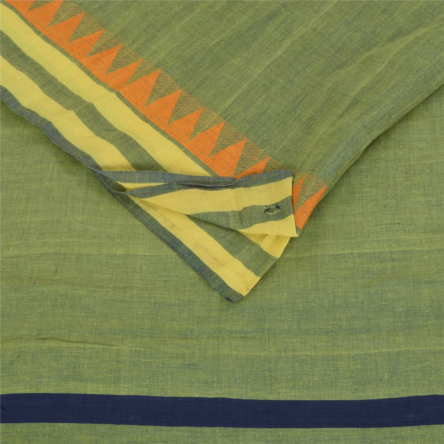 Sanskriti Vintage Sarees Indian Green Pure Cotton Woven Sari 6+yd Craft Fabric