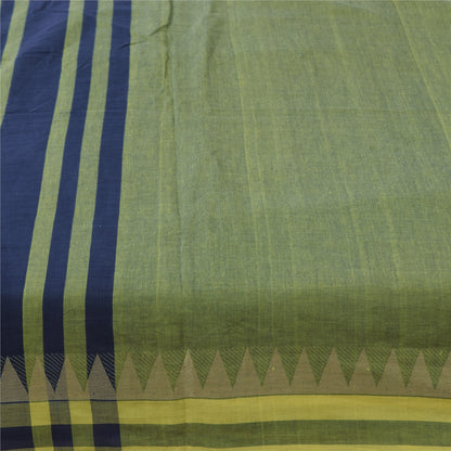 Sanskriti Vintage Sarees Indian Green Pure Cotton Woven Sari 6+yd Craft Fabric