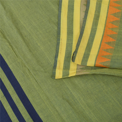 Sanskriti Vintage Sarees Indian Green Pure Cotton Woven Sari 6+yd Craft Fabric