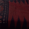 Sanskriti Vintage Sarees Red Ikat Handwoven Odisha Pure Cotton Sari 5+yd Fabric