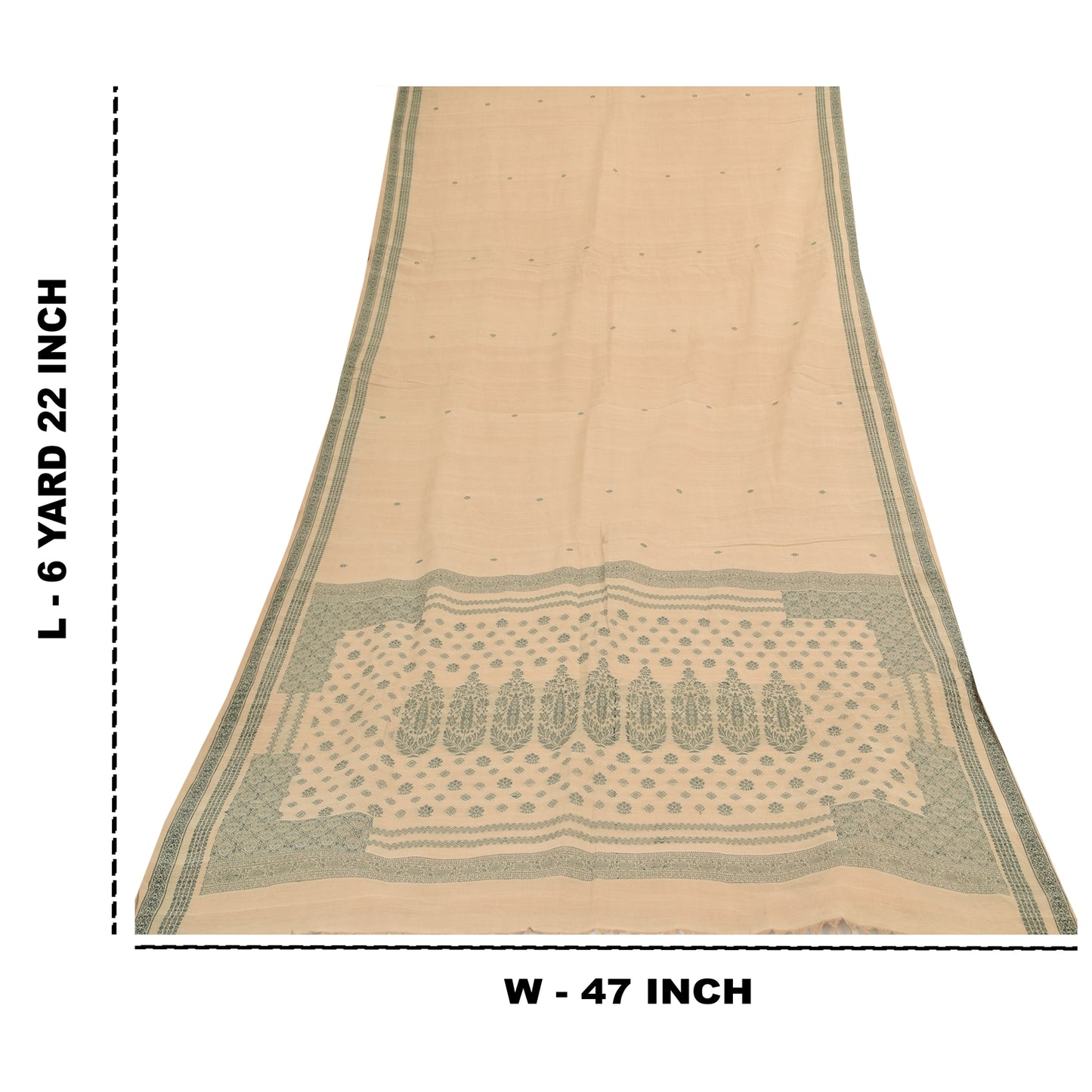 Sanskriti Vintage Sarees Indian Peach Woven Pure Cotton Sari 6+yd Craft Fabric