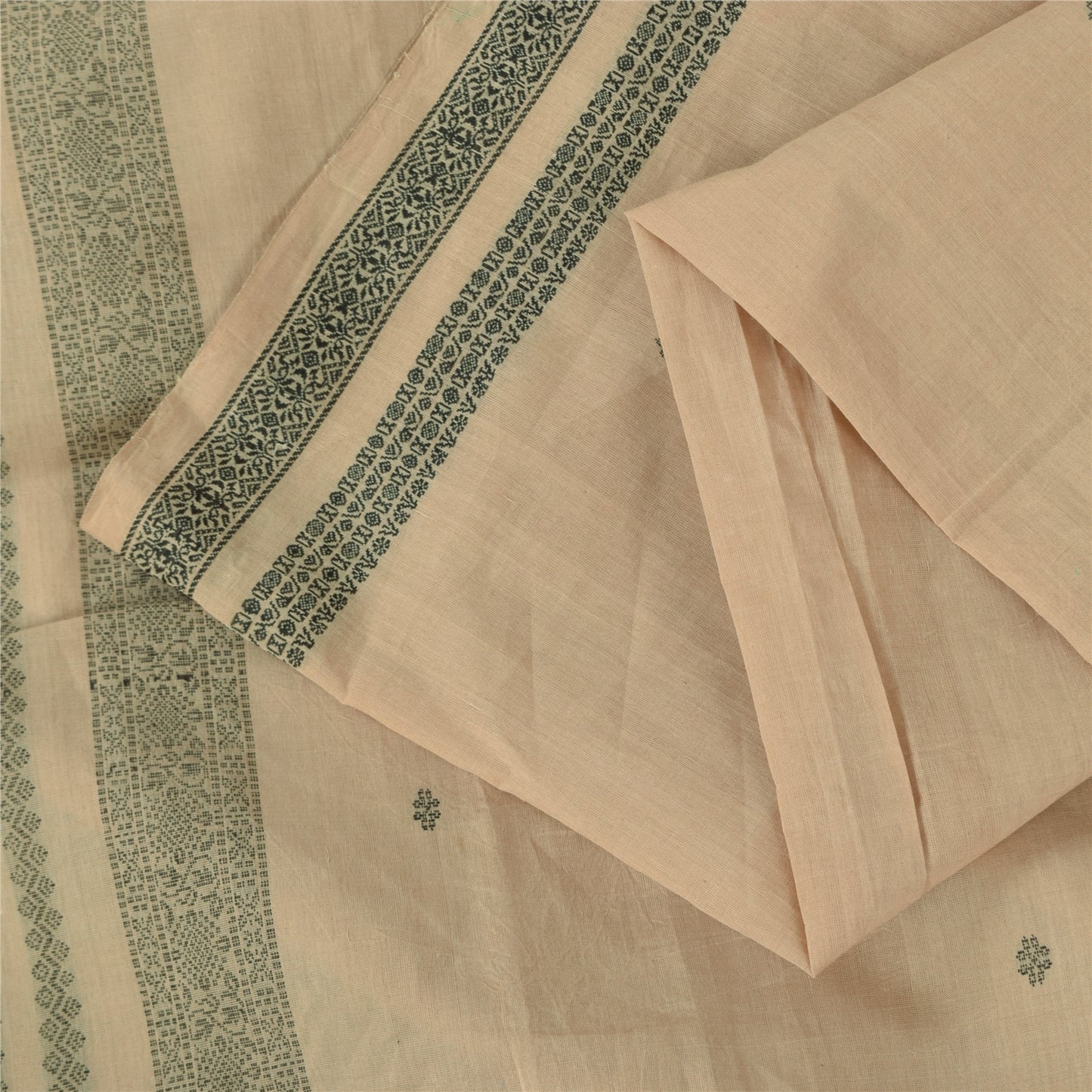 Sanskriti Vintage Sarees Indian Peach Woven Pure Cotton Sari 6+yd Craft Fabric