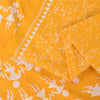 Sanskriti Vintage Sarees Yellow Warli Art Pure Cotton Printed Sari 5+yd Fabric