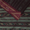 Sanskriti Vintage Sarees Wine Ikat Handwoven Odisha Pure Cotton Sari 5+yd Fabric