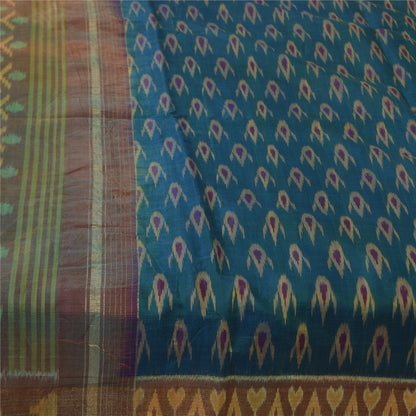 Sanskriti Vintage Sarees Sambhalpuri Ikat Handwoven Pure Cotton Sari 6+yd Fabric