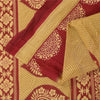 Sanskriti Vintage Sarees Pale Yellow/Red 100% Pure Cotton Print Sari 5+yd Fabric