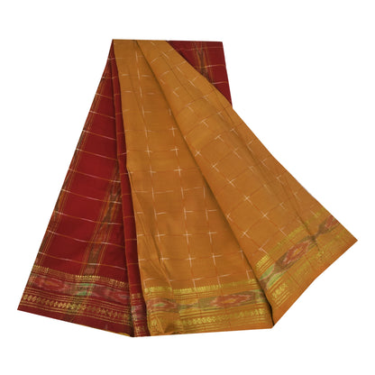 Sanskriti Vintage Sarees Ikat Handwoven Odisha Pure Cotton Sari 5+yd Fabric